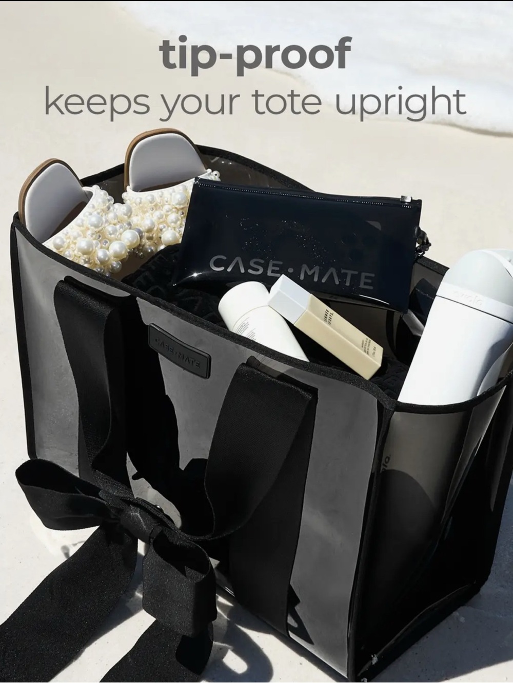case-mate Black Tote with Removable Pouch and Bow Accent - Picture 2 of 4